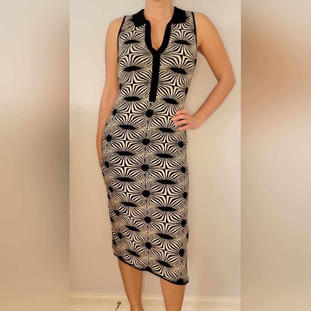NWT House of Harlow 1960 Black & White Midi Dress Luxe Essentials